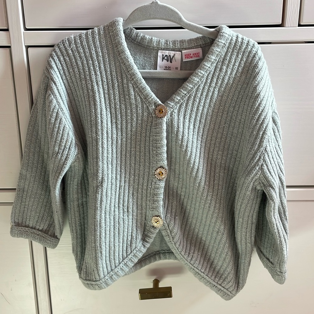 Zara Baby Button Down Sweater with Daisy Buttons